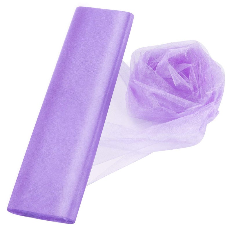 Anteer Crystal Organza Tulle Sheer Fabric Backdrop Curtains for Wedding Baby Shower Birthday Party Event Decor, 19â€ by 30 Yard (Purple) - Image 1